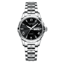 GUANQIN Men Women Couple Calendar Week Diamond Vintage Japanese Automatic Self-Winding Mechanical Wrist Watch Tungsten Steel Sapphire Crystal Waterproof Luminous Clock