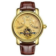 GUANQIN New Tourbillon Mechanical Luxury Watch For Men Calendar Week Display Waterproof Mens watches Steel shell Leather Watch