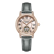 GUANQIN Skeleton Diamond Dial Vintage Automatic Self-Winding Mechanical Women Business Wrist Watch Steel Genuine Leather Sapphire Crystal Waterproof Clock