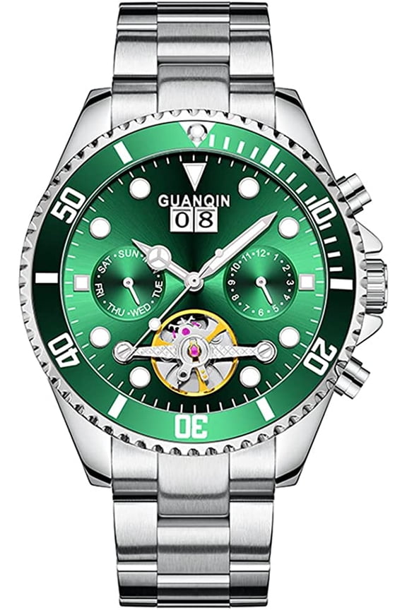 Skeleton Tourbillon Automatic Mechanical Men Wrist Watch Business Stainless Steel Sapphire Crystal Waterproof Self-Winding Clock Luminous Day Date