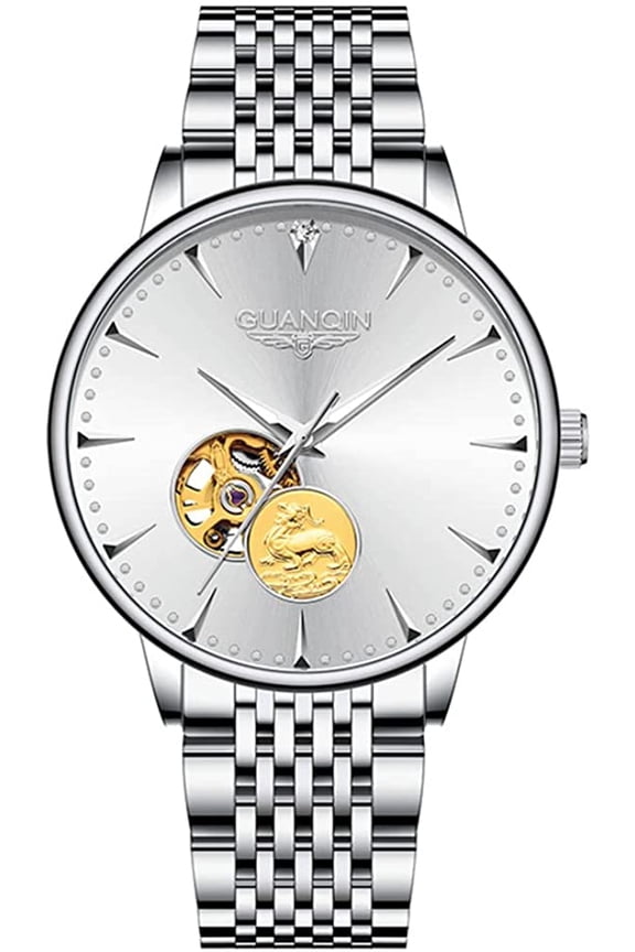 Skeleton Tourbillon Automatic Mechanical Men Wrist Watch Business Stainless Steel Sapphire Crystal Waterproof Self-Winding Clock Luminous