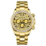 GUANQIN Vintage Diamond Multifunctional Japanese Automatic Self-Winding Mechanical Men Wrist Watch Business Stainless Steel Sapphire Crystal Clock Luminous Week Month