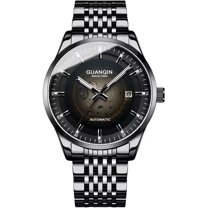 GUANQIN Vintage Stainless Steel Wrist Watch Men Sapphire Crystal Japanese MIYOTA Automatic Self-Winding Mechanical Movement Business Wristwatch Man Waterproof Calendar Week Luminous Stylish Clock