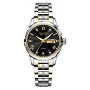 GUANQIN Women Men Couple Calendar Week Diamond Vintage Japanese Automatic Self-Winding Mechanical Wrist Watch Tungsten Steel Sapphire Crystal Waterproof Luminous Clock