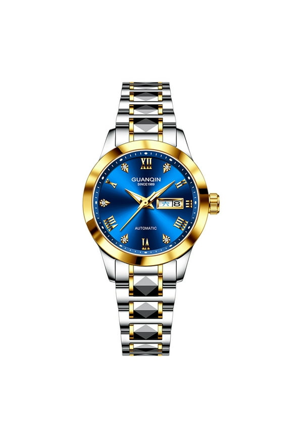 Women Men Couple Lovers Day Date Vintage Wristwatch Analog Japanese MIYOTA Automatic Self-Winding Mechanical Sapphire Crystal Wrist Watch Stainless Steel Luminous Waterproof Business Clock