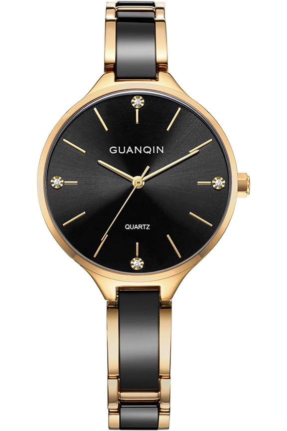 Women Quartz Watch with Dial Analog Display and Ceramic Band