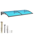 thumbnail image 1 of GUANSU-CN Polycarbonate Awning (ABS Frame) - Blue Panel with Black Bracket, 40 inch x 60 inch, UV/Rain Protection for Windows & Doors, 1 of 6