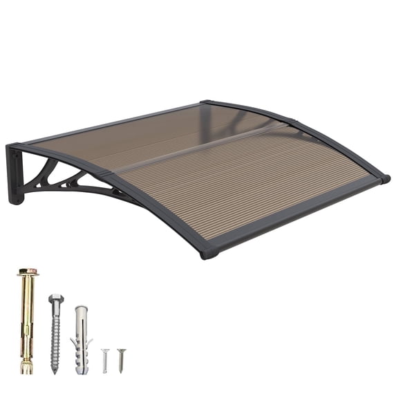 GUANSU-CN Polycarbonate Awning (ABS Bracket) - Brown, Hollow Sun Panel, 40 inch x 40 inch