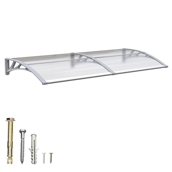 GUANSU-CN Polycarbonate Window Door Awning Canopy Clear with Gray Bracket 32 Inch x 80 Inch