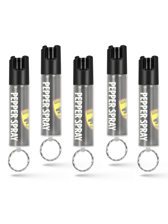 Police Edition Pepper Spray Keychain Self Defense Maximum Strength, 16 ft Long Range, 0.75 oz with Clear Protective Sleeve & Keychain, 5 pack