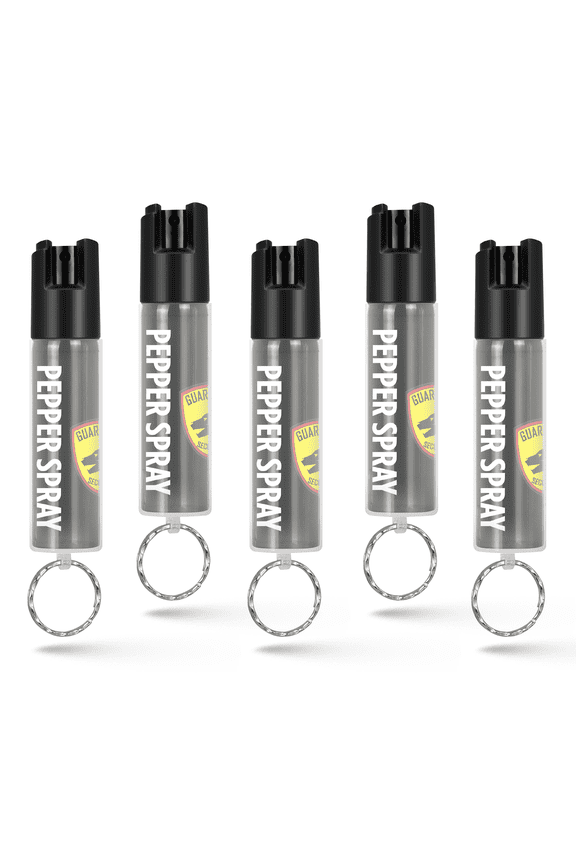 Police Edition Pepper Spray Keychain Self Defense Maximum Strength, 16 ft Long Range, 0.75 oz with Clear Protective Sleeve & Keychain, 5 pack