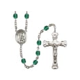 thumbnail image 1 of GUARDIAN ANGEL W/CHILD Silver-Plated Rosary 6mm December Blue Fire Polished Beads Crucifix Size 1 5/8 x 1 medal charm, 1 of 1