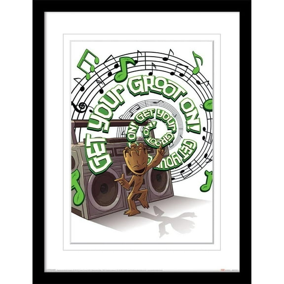 No Author GUARDIANS OF THE GALAXY - Get Your Groot On Print Gerahmtes Design 40 cm x 30 cm Wei