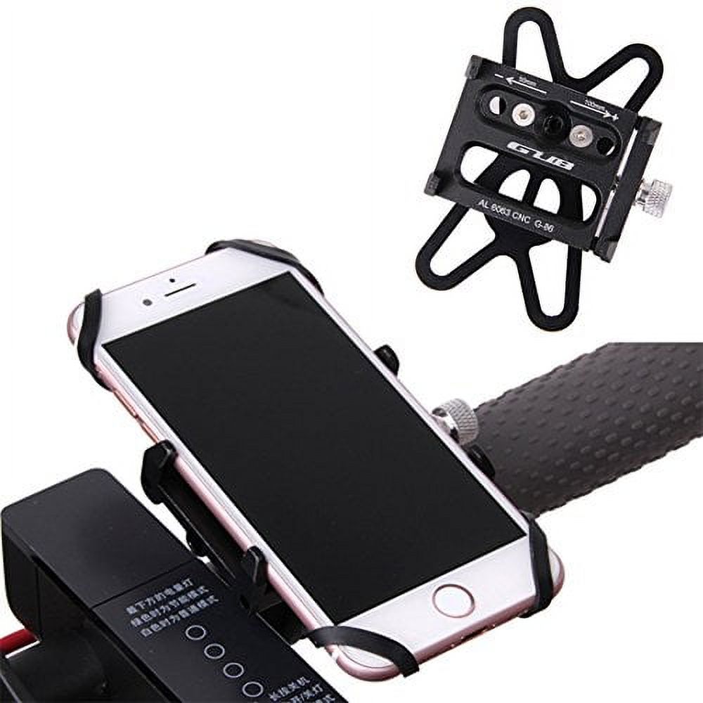 GUB Mountian Bike Phone Mount - Universal Adjustable Bike Mount Cell Phone GPS Mount Holder Rotating Cradle Clamp with Silicone Band for Mountain Bike Motorbike,iPhone Samsung (Black with Band) - image 1 of 7