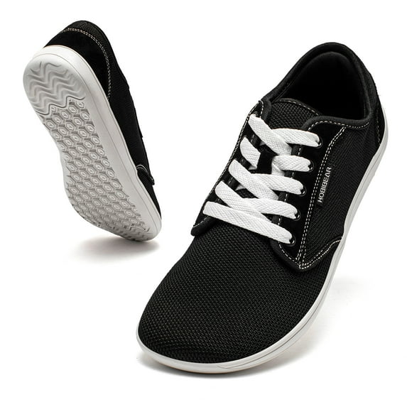 GUBARUN Barefoot Minimalist Shoes Womens Mens | Zero Drop | Wide Width Fashion Sneaker Black/White,12 Wide Women/11 Wide Men