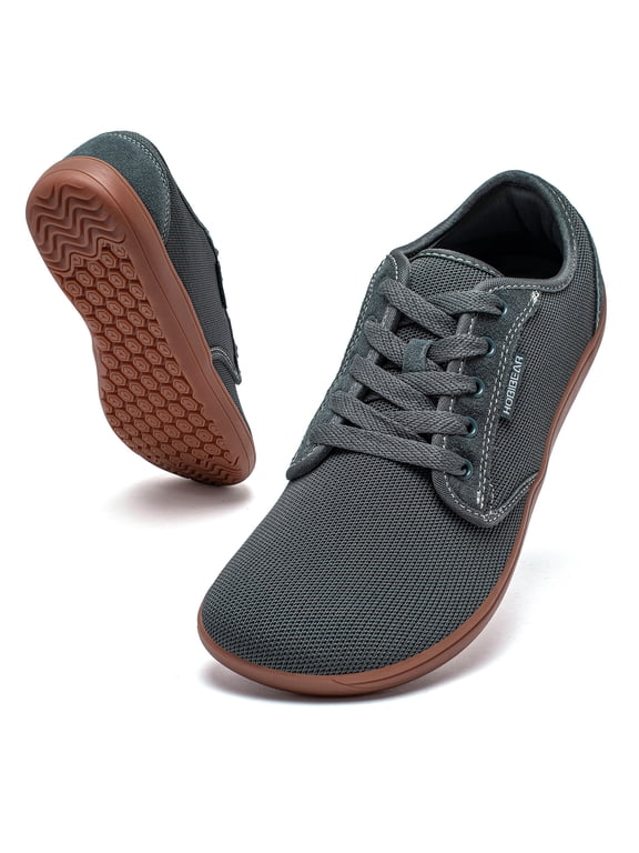 Barefoot Minimalist Shoes Womens Mens | Zero Drop | Wide Width Fashion Sneaker Grey/Brown,9.5 Wide Women/8.5 Wide Men