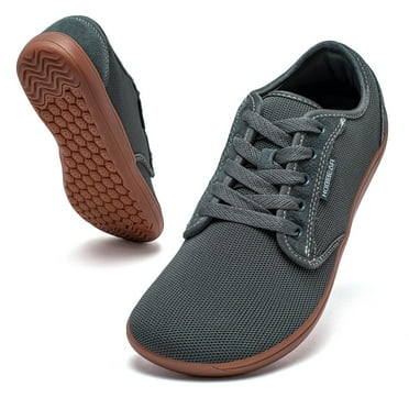 GUBARUN Barefoot Minimalist Shoes Womens Mens | Zero Drop | Wide Width Fashion Sneaker Grey/Brown,9 Wide Women/8 Wide Men