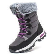 GUBARUN Boys Girls Winter Snow Boots Waterproof Insulated Faux Fur Lined Mid-Calf Booties