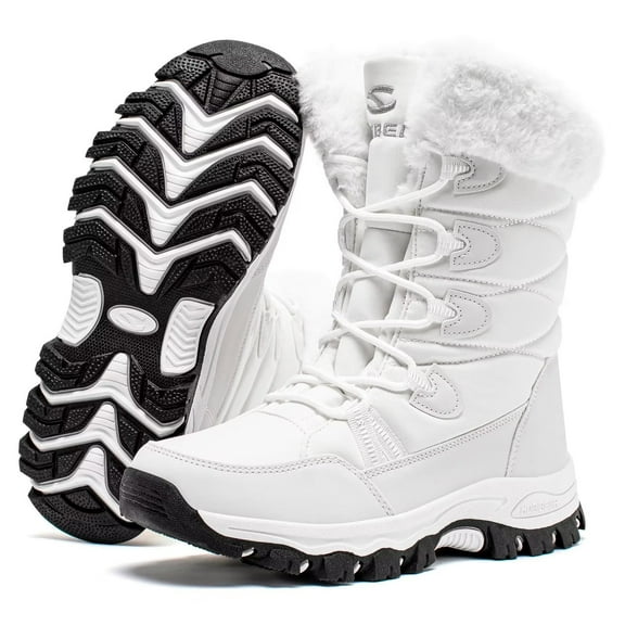 GUBARUN Women's Winter Waterproof Slip Resistant Snow Boots Warm Faux Fur Lined Mid-Calf Boots
