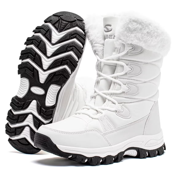 GUBARUN Women's Winter Waterproof Slip Resistant Snow Boots Warm Faux Fur Lined Mid-Calf Boots