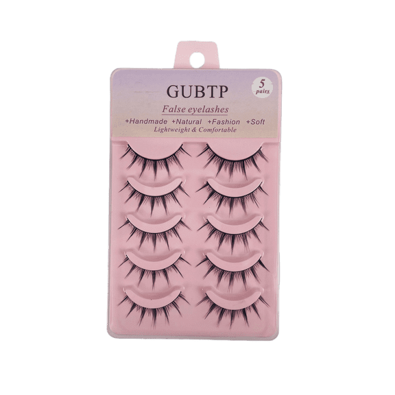 GUBTP Black False Eyelashes, 5 Pairs Reusable False Eyelashes, Easy to Apply, Reusable Lash Clusters
