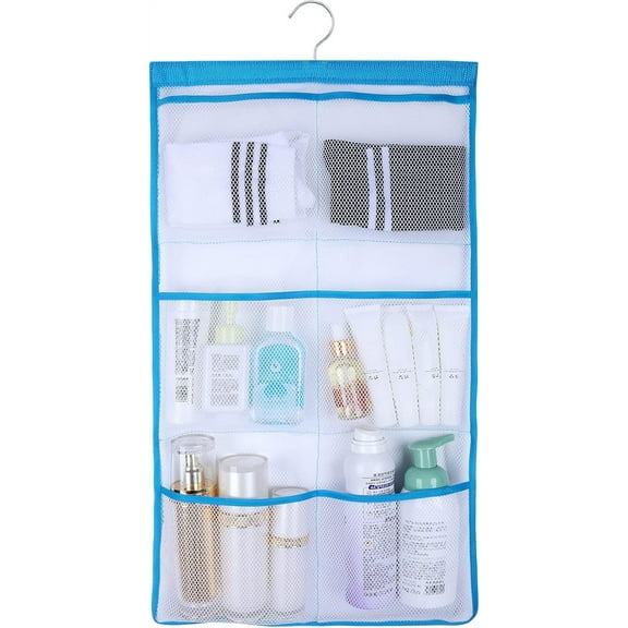 GUCADS-6 Storage Pockets Hanging Mesh Shower Caddy,Bringing hooks can save bathroom space and fast drying,Ideal for gyms, college dorms, RV bathrooms, travel and pool locker rooms (Blue)
