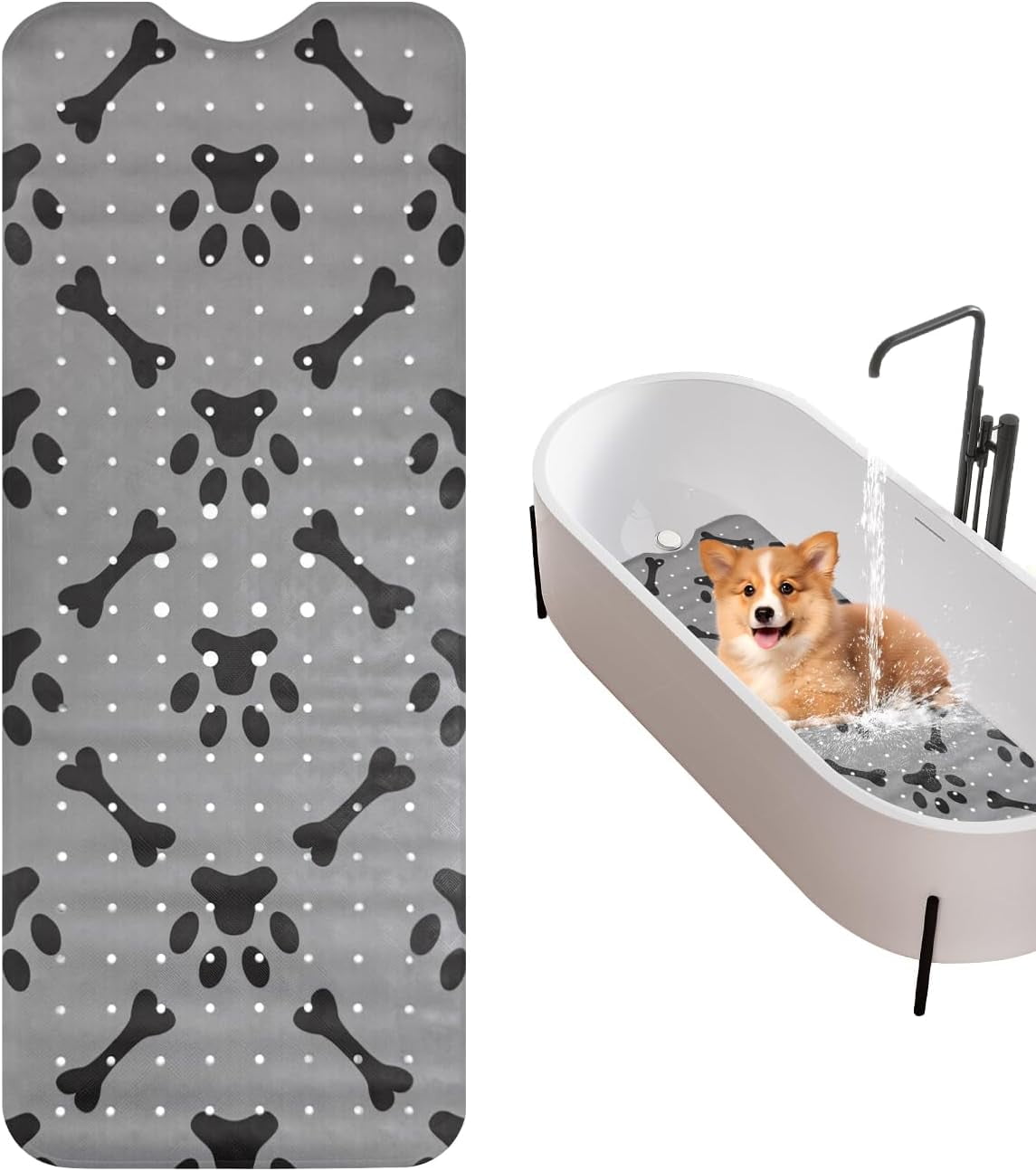 GUCADS-Dog Bath Mat for Tub Non-Slip Pet Bathtub Mat Fast Dry Dog