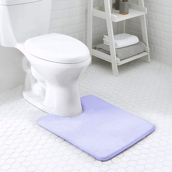 GUCADS-Extra Thick Memory Foam Bathroom Contour Rug (20x24 Lavender) Non Slip Toilet U Shaped Bath Mat, Water Absorbent Luxury Soft Plush Carpet with Anti-Skid Bottom, Machine Washable and Dry