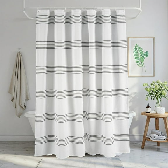 GUCADS-Grey Shower Curtain 2-in-1 Laminated Fabric Shower Curtain 72"x72", Waterproof Waffle Weave, No Liner Needed, Modern Spa Style, Easy to Clean & Maintain Grey