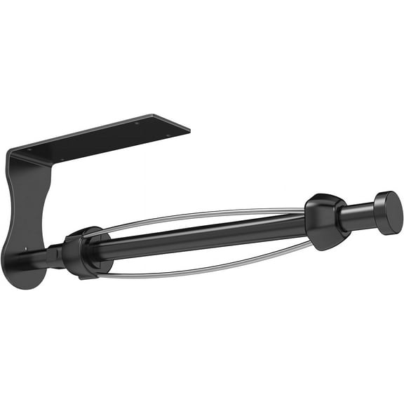 GUCADS-Paper Towel Holder, Single Hand Operable Paper Towel Holder Under Cabinet with Adjustable Damper Easy Tear Wall Mount Self-Adhesive or Drilled for Kitchen Bathroom, Black