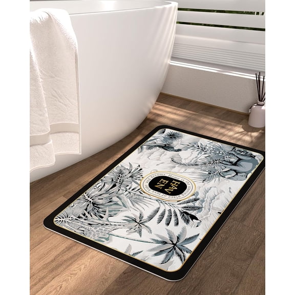 GUCADS-Zavnz Elf Soft Diatomaceous & PU Leather Bath Mat, Non-Slip, Super Absorbent, Quick-Dry Shower Rug for Bathroom, Easy Clean & Fits Under Door (Safari Oasis, 23.5 * 15.7)
