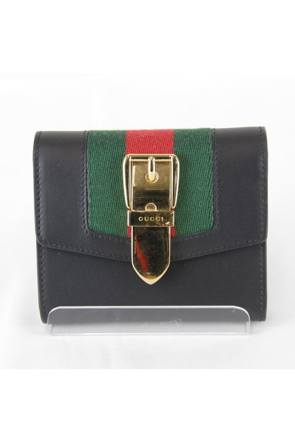 Pre-Owned GUCCI 4760810416 Sylvie Web Line Tri-fold Wallet Compact Women's