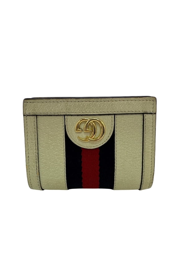 Pre-Owned GUCCI 523155 Compact Sherry Line Bi-fold Wallet, White