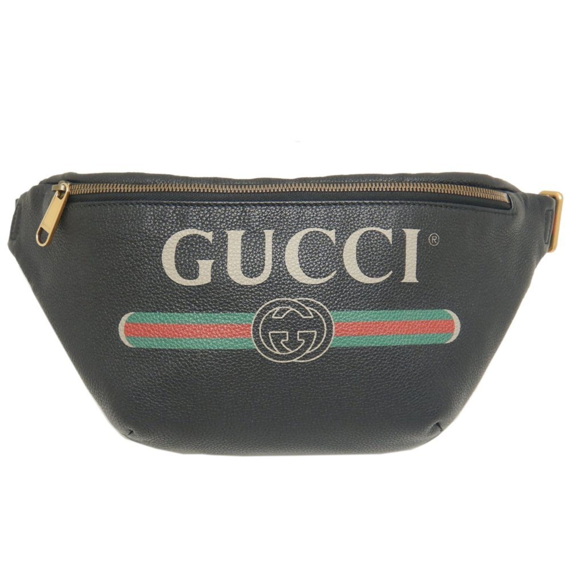 Pre-Owned GUCCI 530412 Web Line Waist Bag Body Print Leather Pre-Owned GUCCI 530412 Web Line Waist Bag Body Print Leather