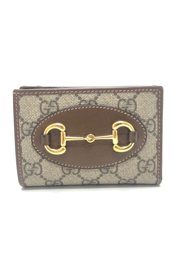 Pre-Owned GUCCI 726846 Horsebit 1955 Compact Wallet, Mini GG Supreme, Bi-fold Supreme Canvas,...