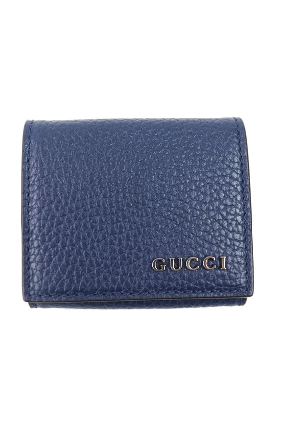Pre-Owned GUCCI 771160 Leather Wallet/Coin Purse Compact Wallet with Logo Hardware, Blue Agate,...