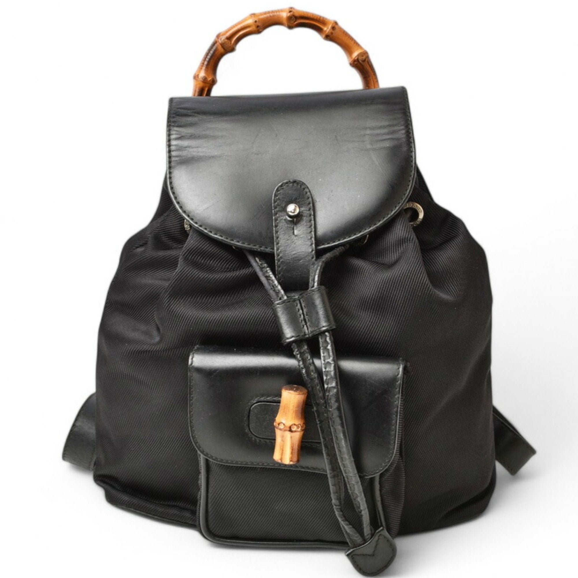 GUCCI Bamboo Backpack Canvas Leather Black Gucci // Leather Bamboo Backpack – VSP Consignment main image 2