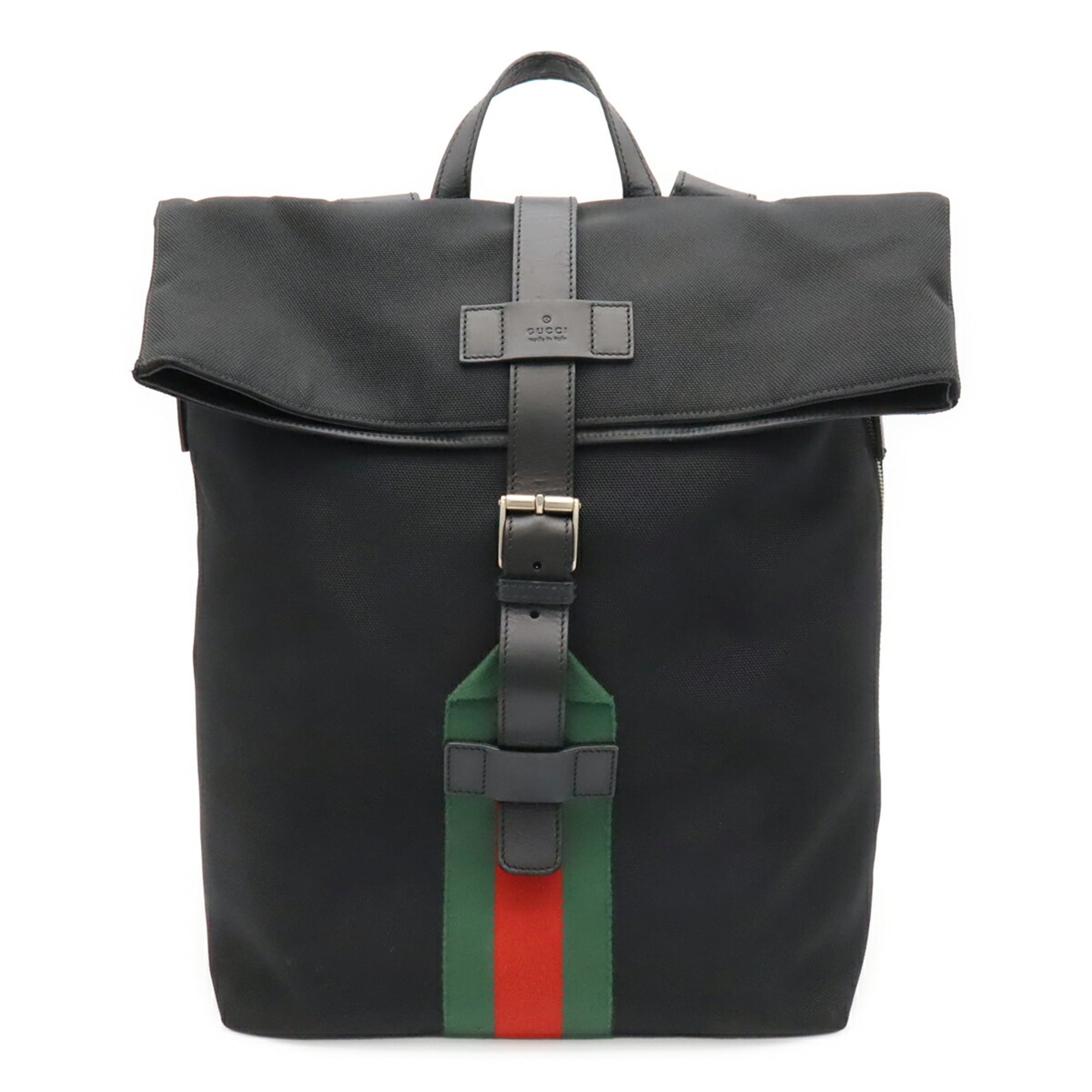 Dark Green Canvas/Leather Gucci Backpack Canvas Backpack Gucci Backpack Red And Green Straps Gucci  main image 4