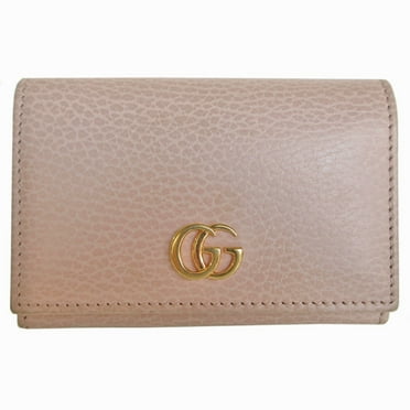 Pre-Owned GUCCI Business Card Holder/Card Case GG Marmont Leather Pink Beige Gold... (Good)