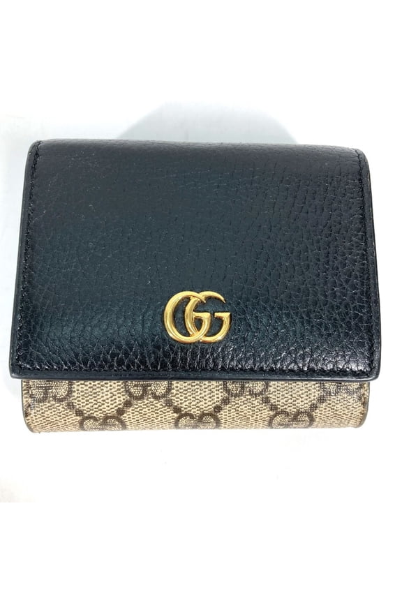 Pre-Owned GUCCI GG Supreme Marmont Compact Wallet (598587), Bi-fold Leather/PVC,... (Good)