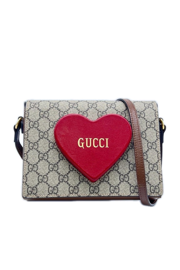 Pre-Owned GUCCI GG Supreme Valentine's Day Limited Edition Shoulder Bag, Heart Design, 637048,...