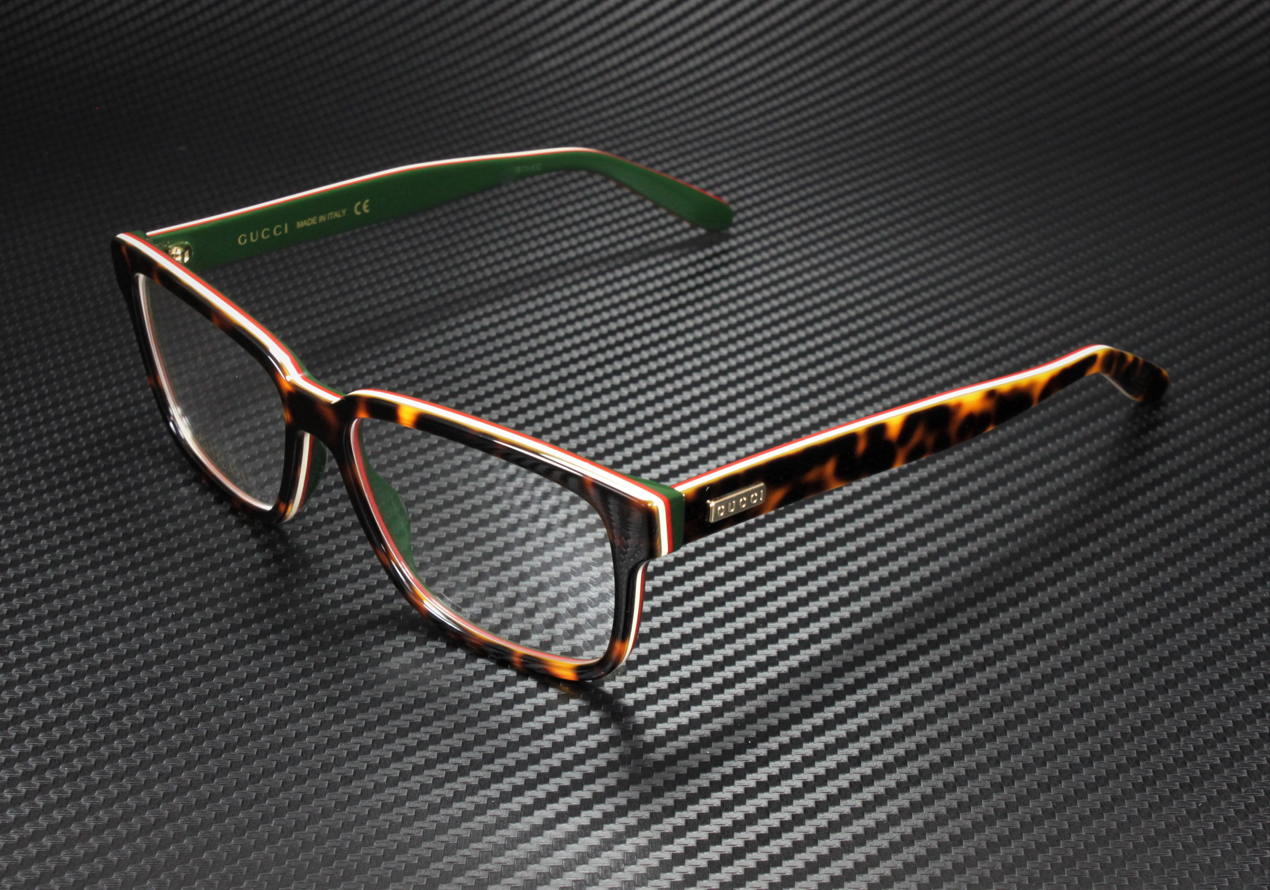 SALE! NEW GUCCI LOGO GG0572O 007 Havana Square Unisex Eyeglasses Gucci Havana Eyeglasses main image 2