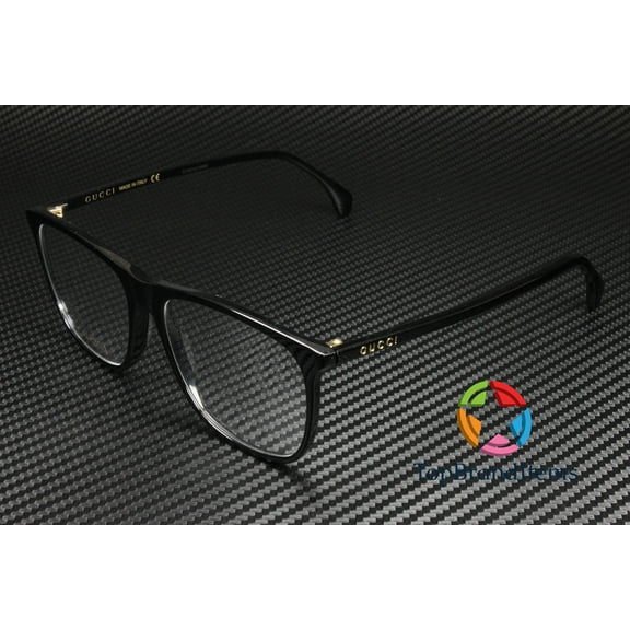GUCCI GG0554O 001 Rectangular Black Shiny Demo Lens 55 mm Men's Eyeglasses