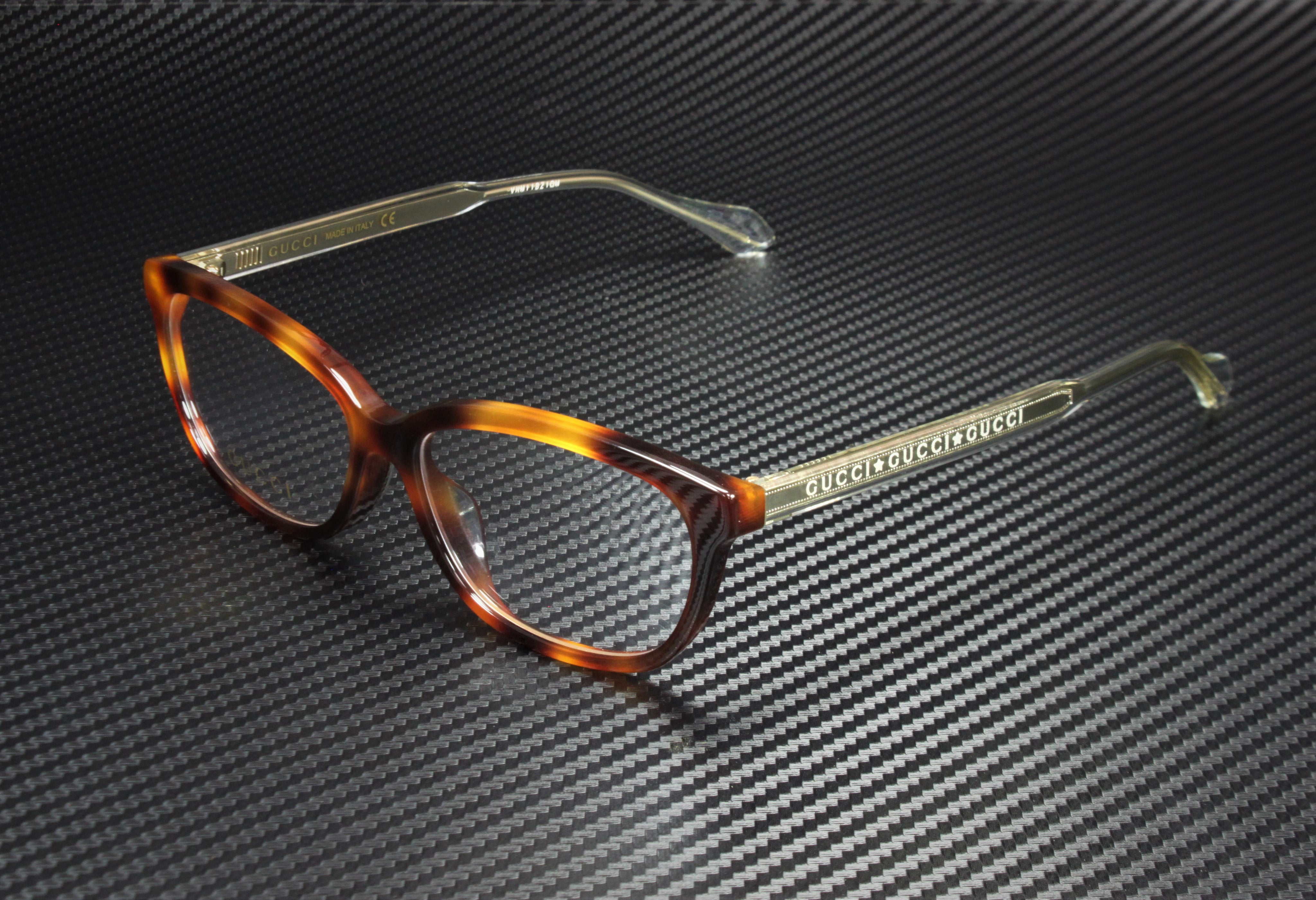 GUCCI GG0568OA 002 Square Havana White Crystal Demo Lens 