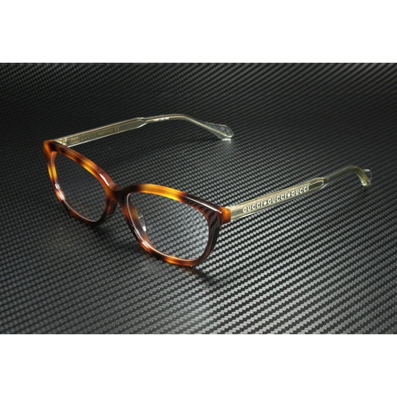 GUCCI GG0568OA 002 Square Havana White Crystal Demo Lens 55mm Women's Eyeglasses