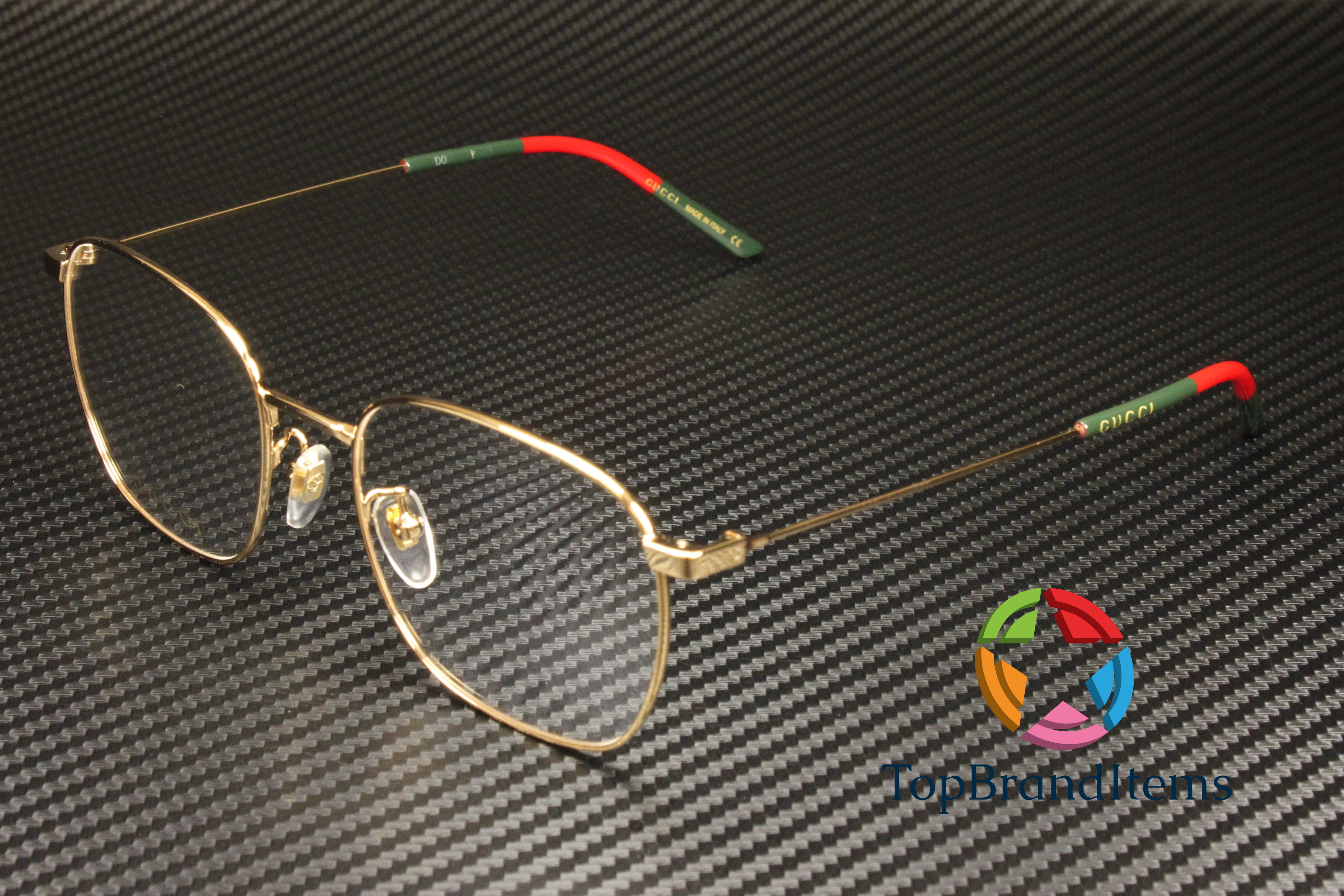 GUCCI GG0681O 001 Rectangular Square Gold Shiny Demo Lens 54 mm Men's Eyeglasses