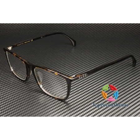 GUCCI GG0758OA 002 Rectangular Havana Shiny Demo Lens 56 mm Men's Eyeglasses