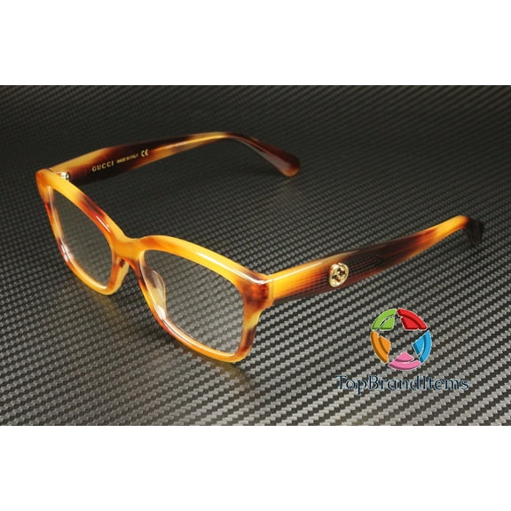 GUCCI GG0798O 003 Rectangular Havana Shiny Demo Lens 53 mm Women's Eyeglasses