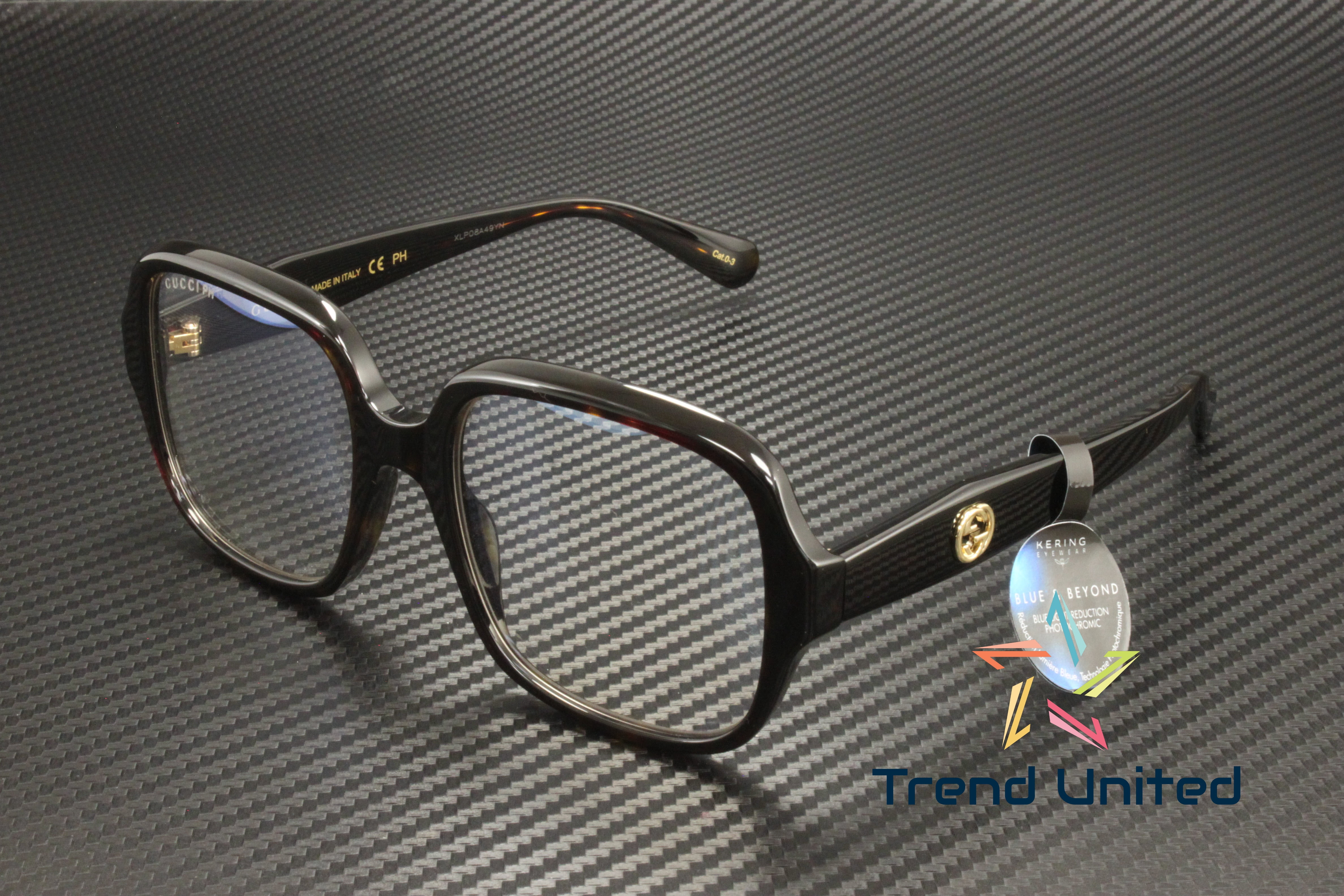 GUCCI GG0799S 001 Rectangular Squared Havana Transparent 