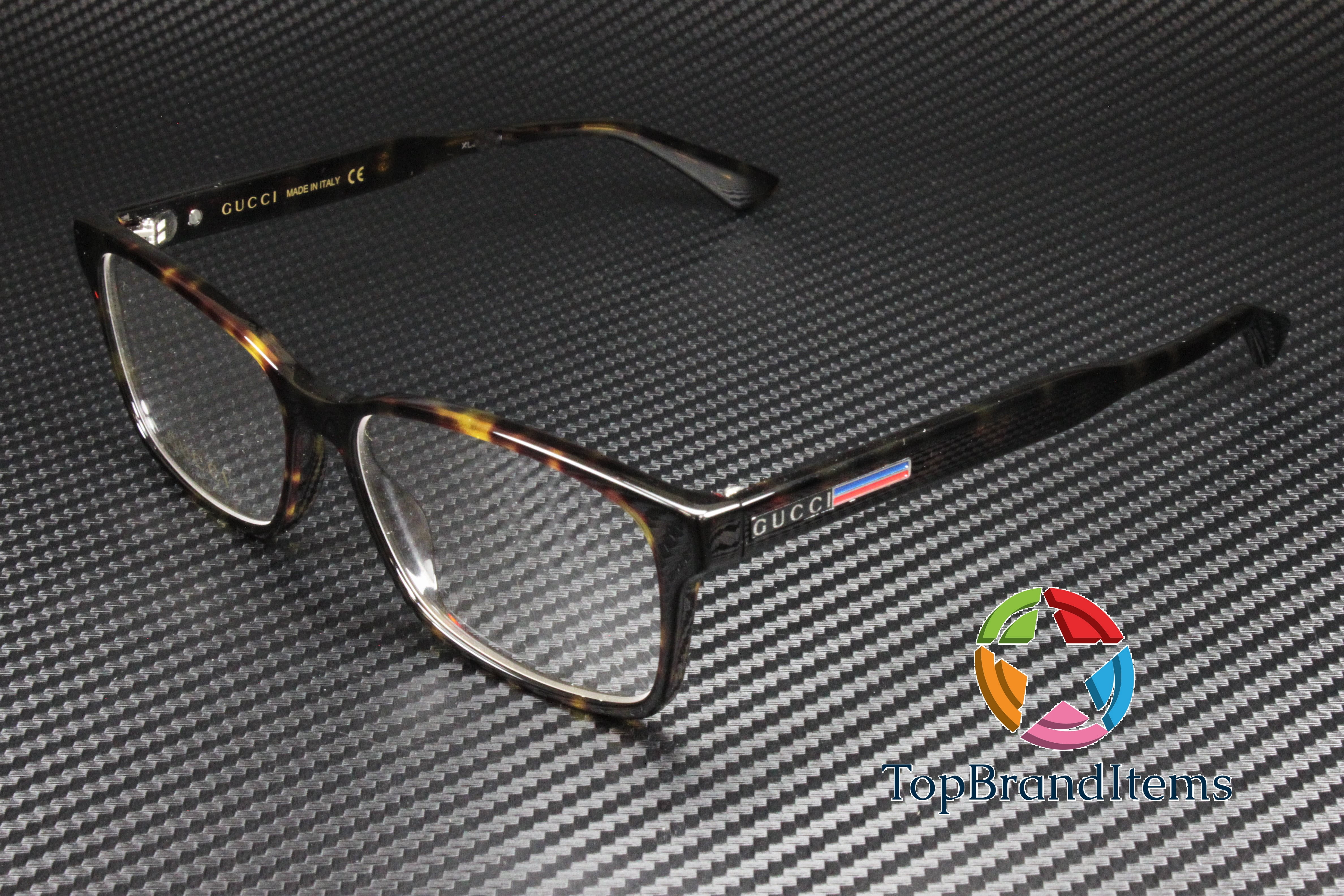 GUCCI GG0826O 005 Rectangular Havana Dark Demo Lens 55 mm  display picture 3
